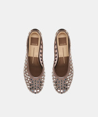 CALIA STUD BALLET FLATS DK BROWN MESH