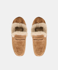 CLOEY PLUSH LOAFERS LT BROWN SUEDE