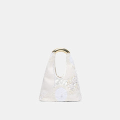 EVELISE MINI HANDBAG WHITE PEARL SATIN