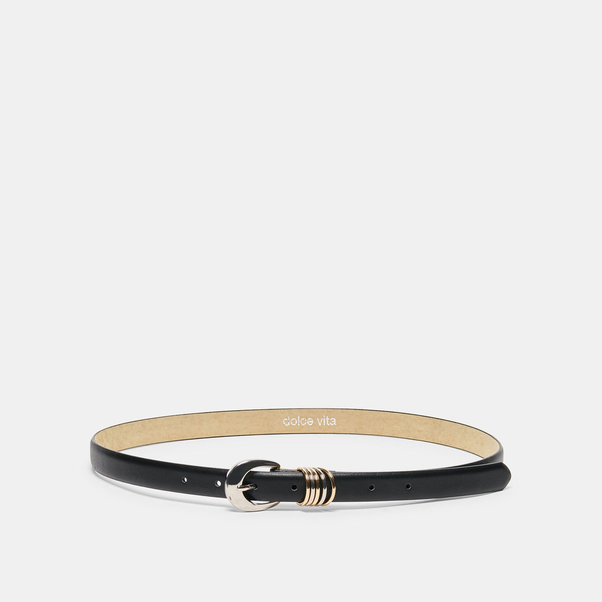 CRESCENT BUCKLE MIXED METAL BELT BLACK