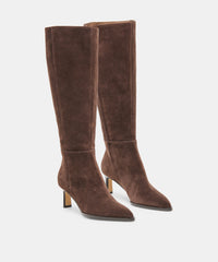 ALIMA WIDE CALF BOOTS DK BROWN SUEDE