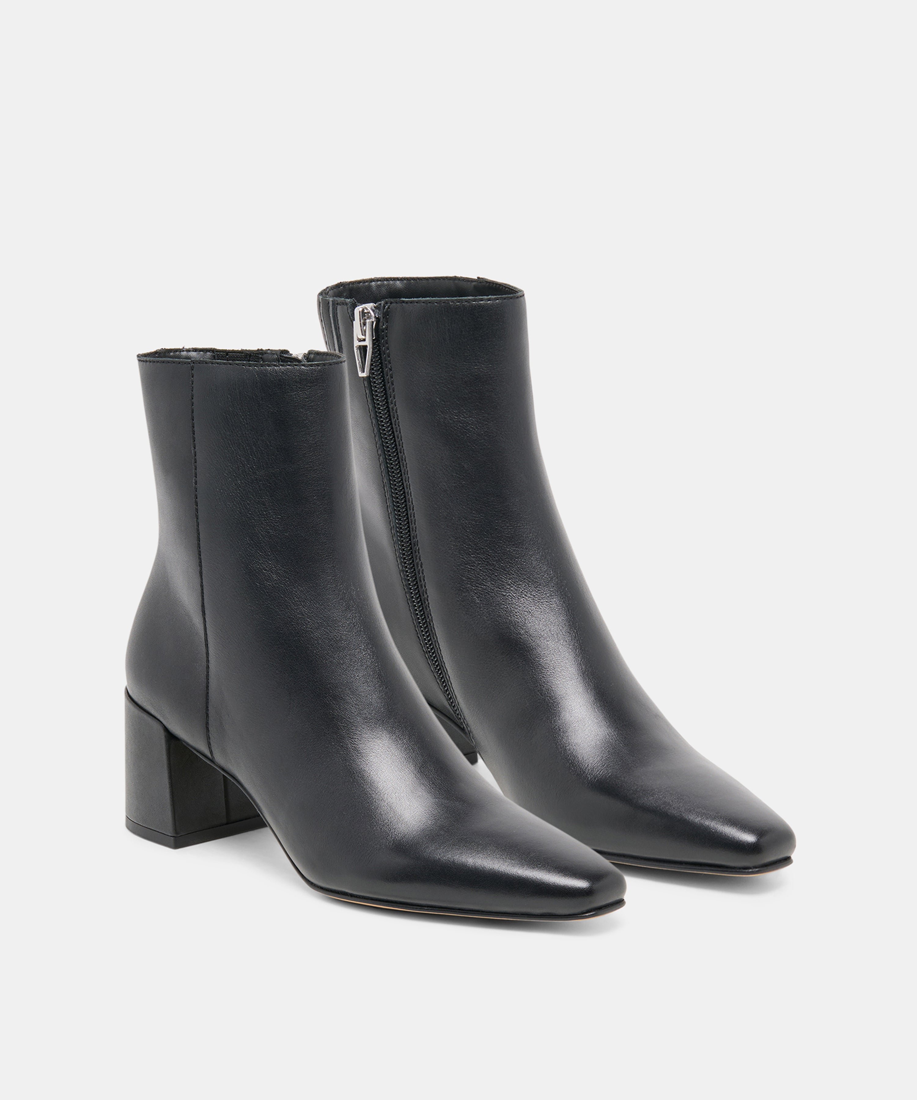BAYRA WIDE BOOTIES BLACK LEATHER