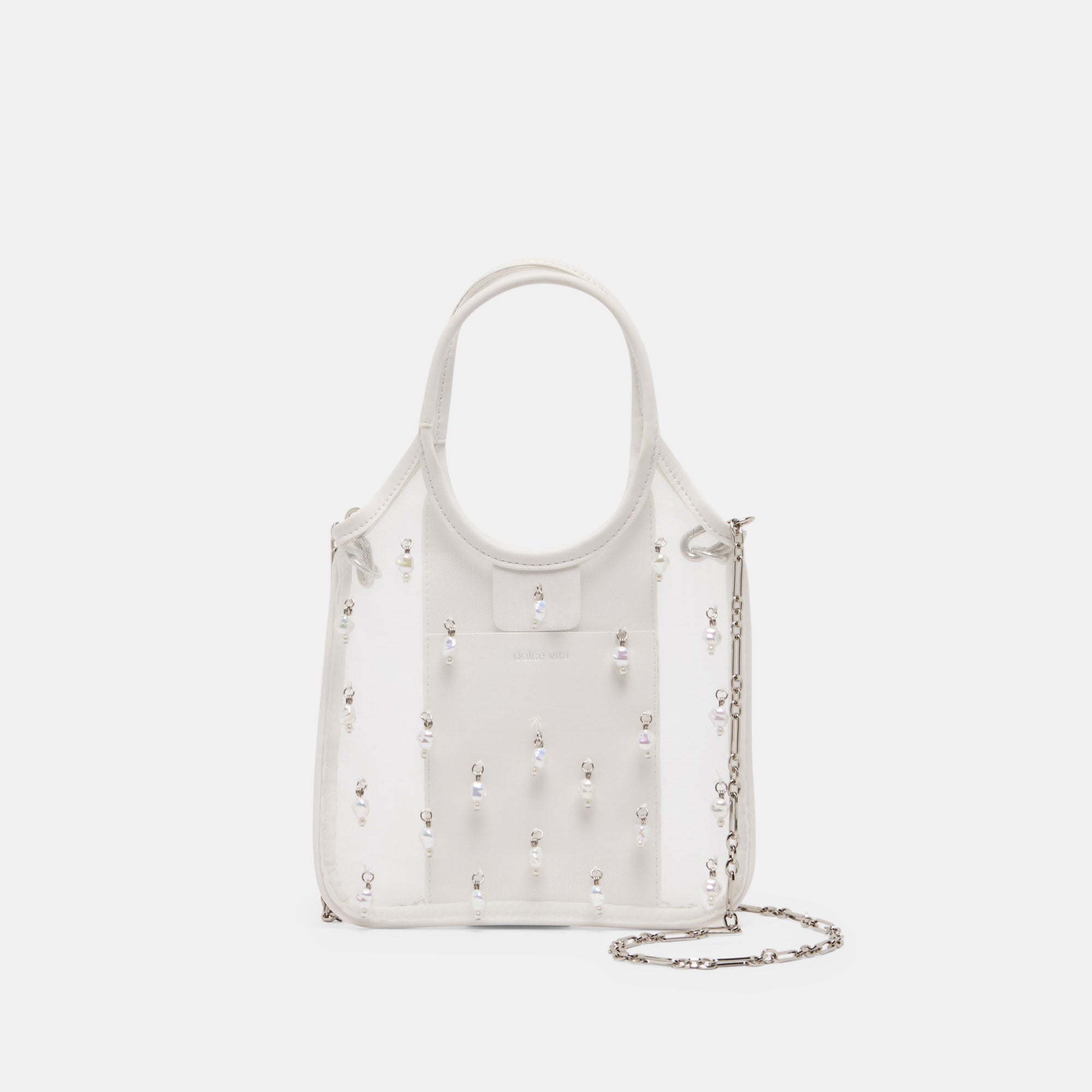 SYLVENE PEARL CROSSBODY WHITE MESH
