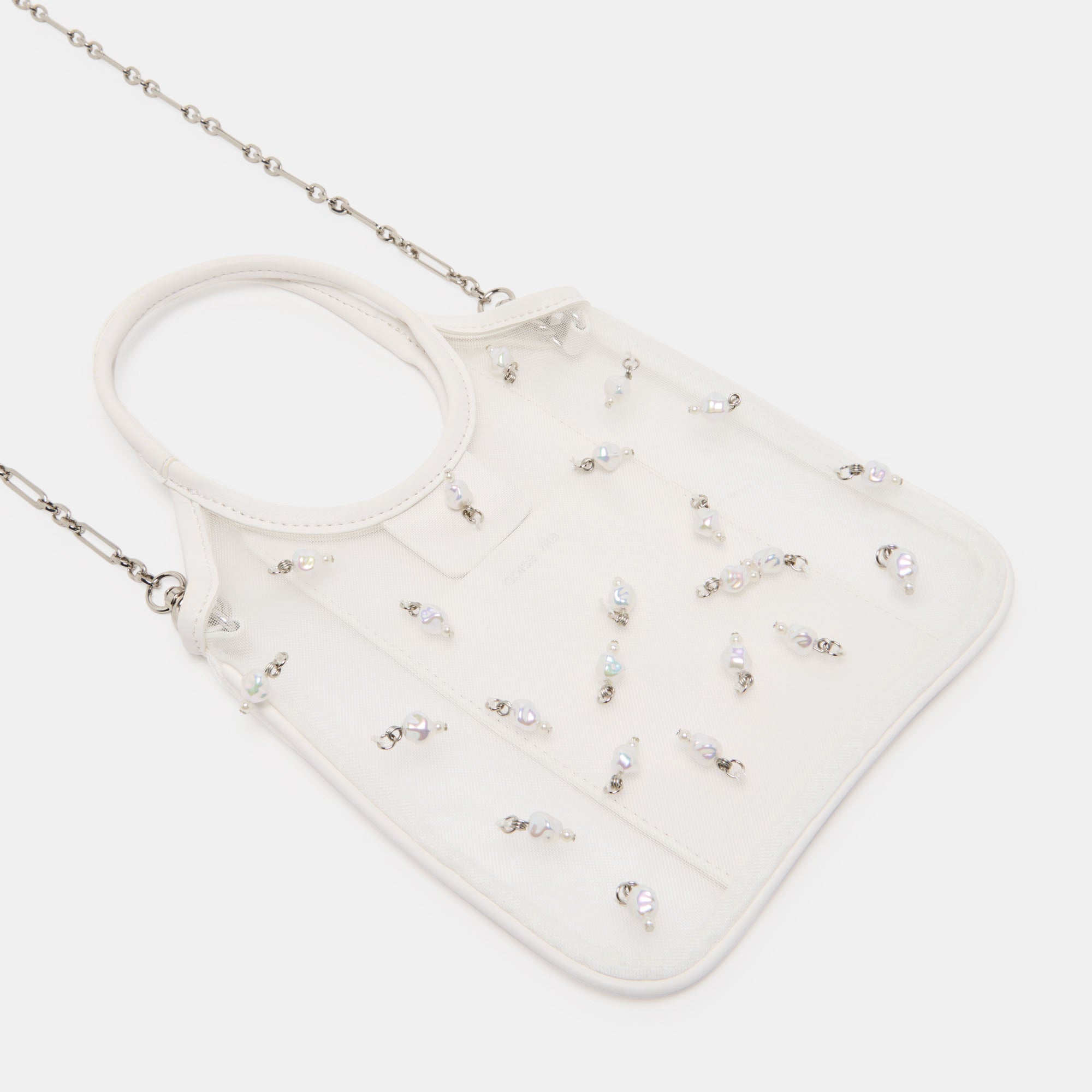 SYLVENE PEARL CROSSBODY WHITE MESH