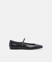 REYES WIDE BALLET FLATS BLACK LEATHER