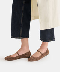 REYES BALLET FLATS DK BROWN SUEDE
