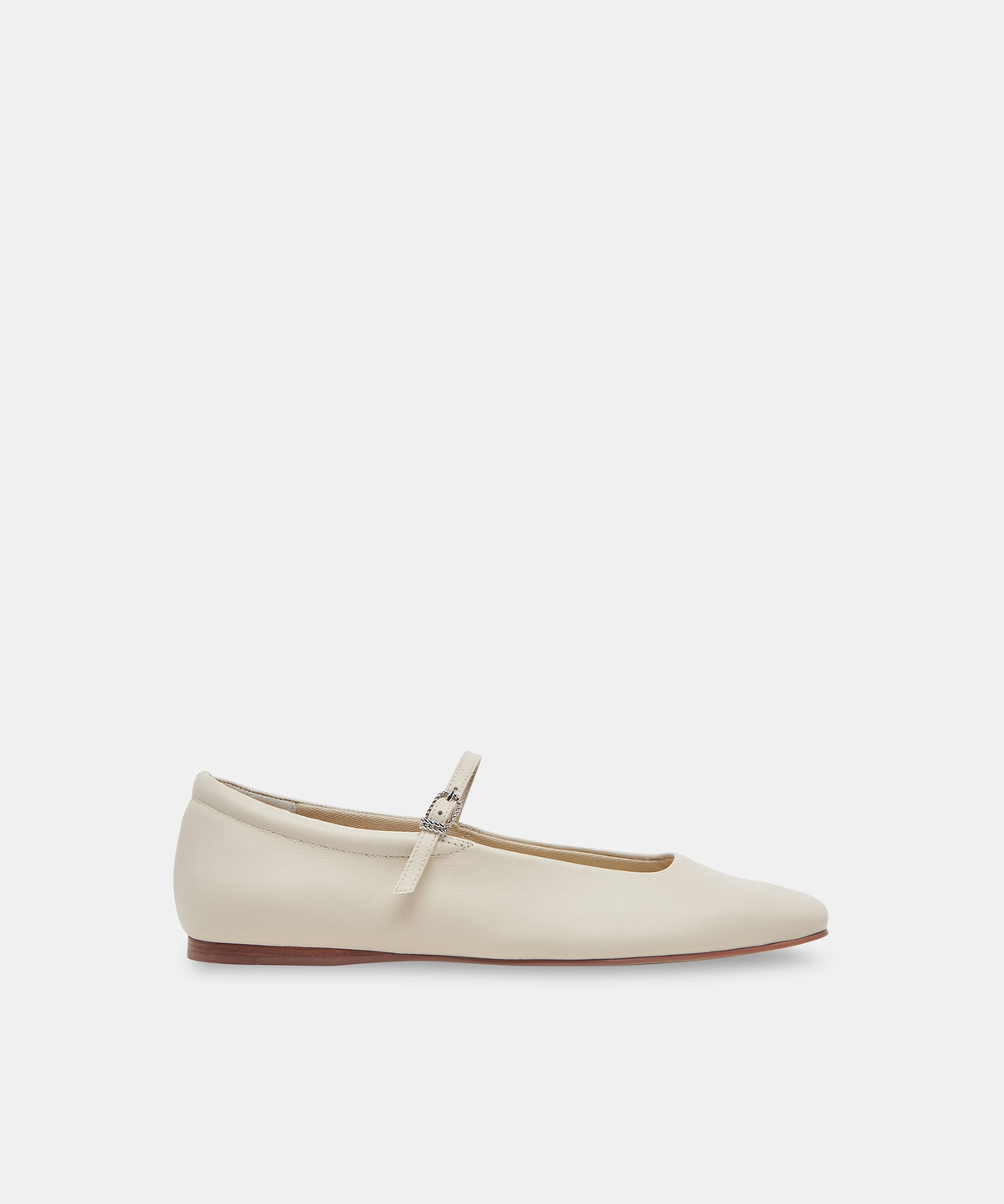 REYES WIDE BALLET FLATS IVORY LEATHER