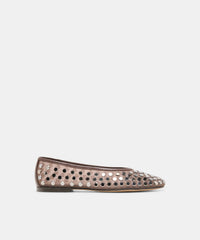 CALIA STUD BALLET FLATS DK BROWN MESH