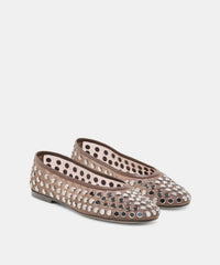 CALIA STUD BALLET FLATS DK BROWN MESH