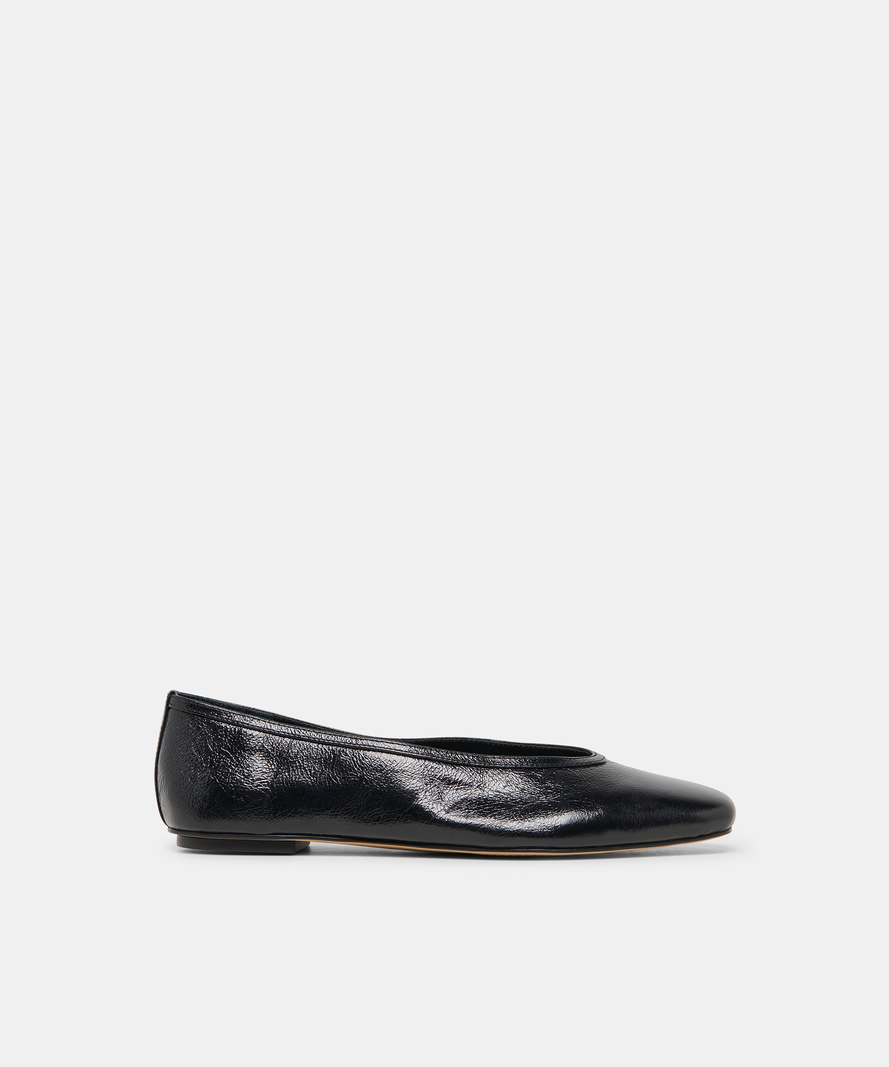 CARET BALLET FLATS BLACK LEATHER