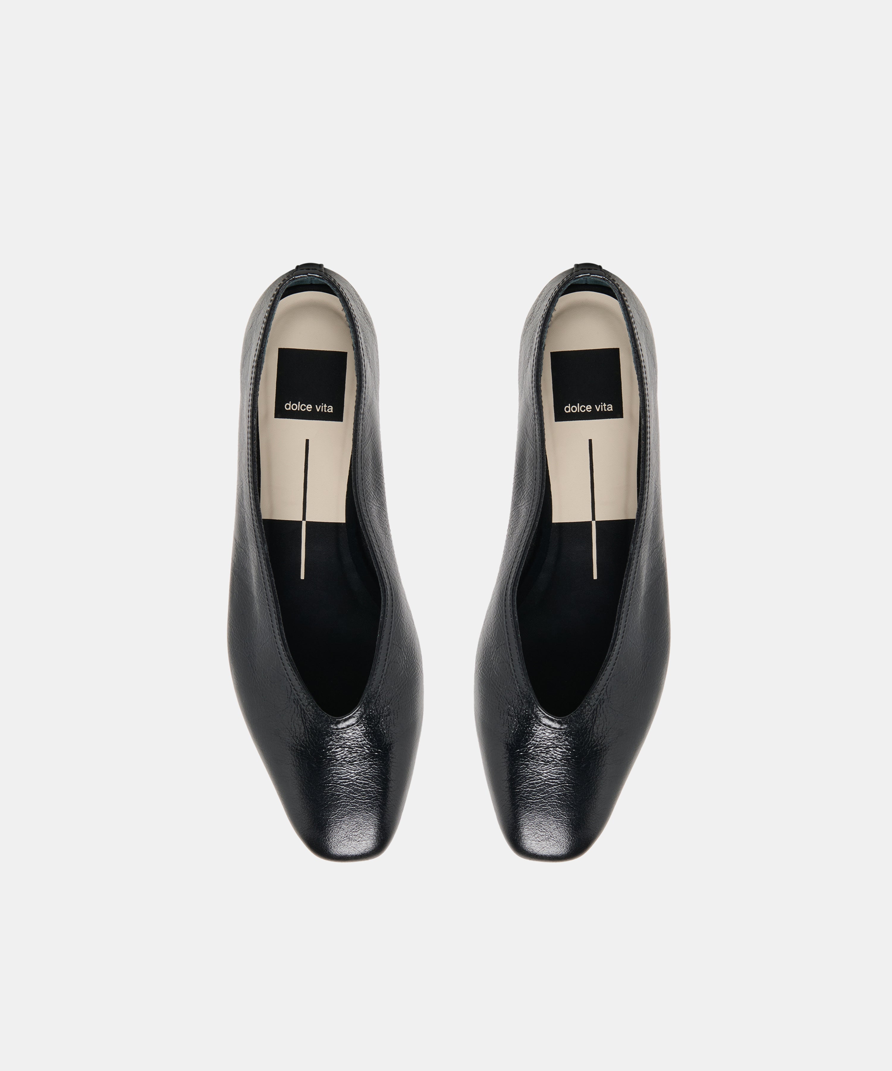 CARET BALLET FLATS BLACK LEATHER