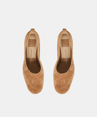 KORY BALLET FLATS LT BROWN SUEDE
