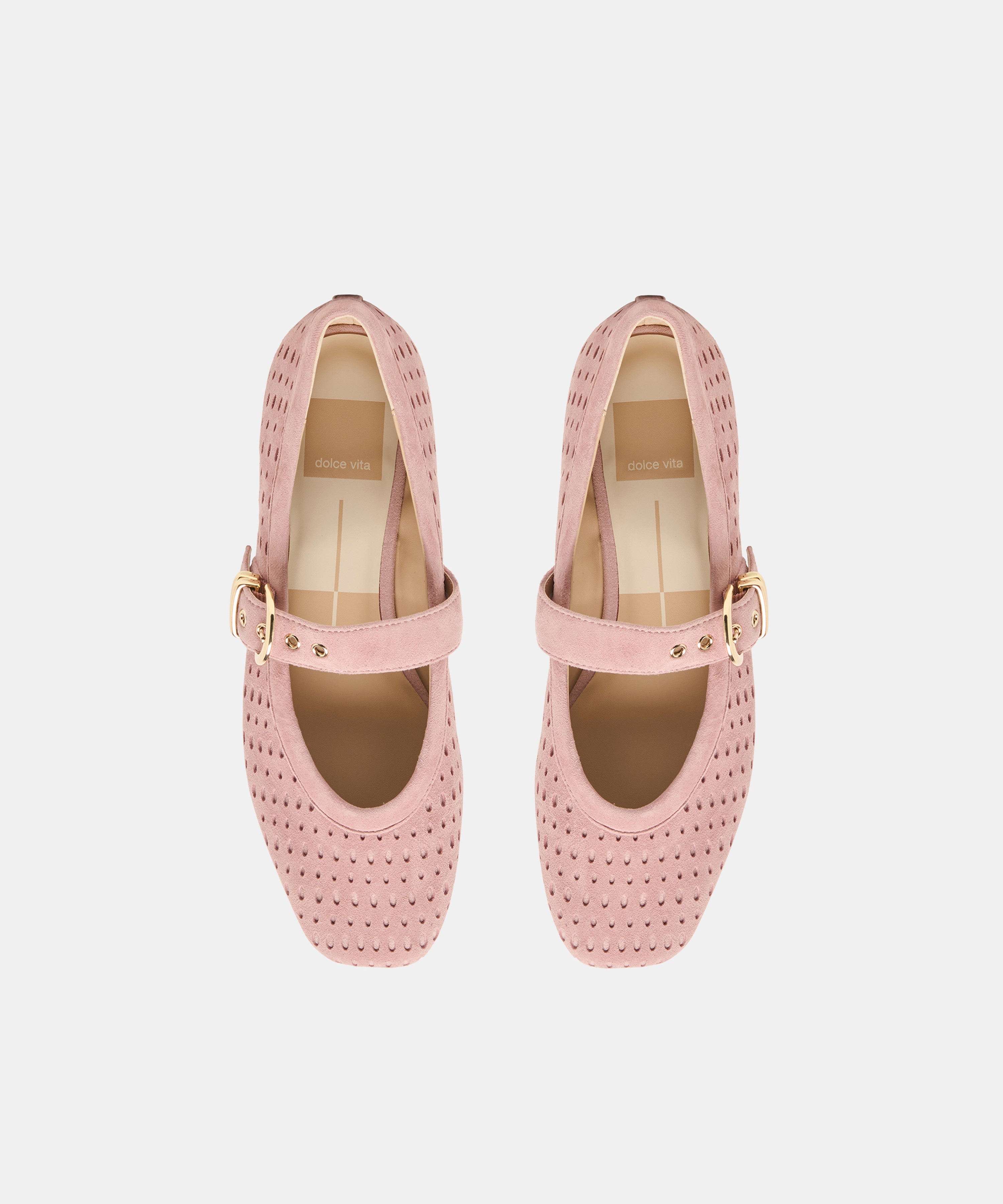 MIKELA BALLET FLATS PINK PERFORATED SUEDE