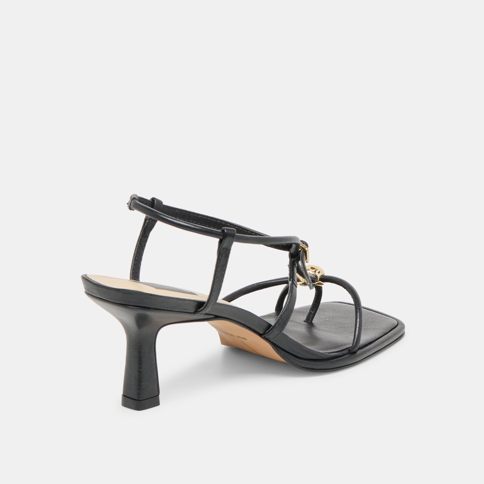 MYLEE WIDE HEELS BLACK LEATHER