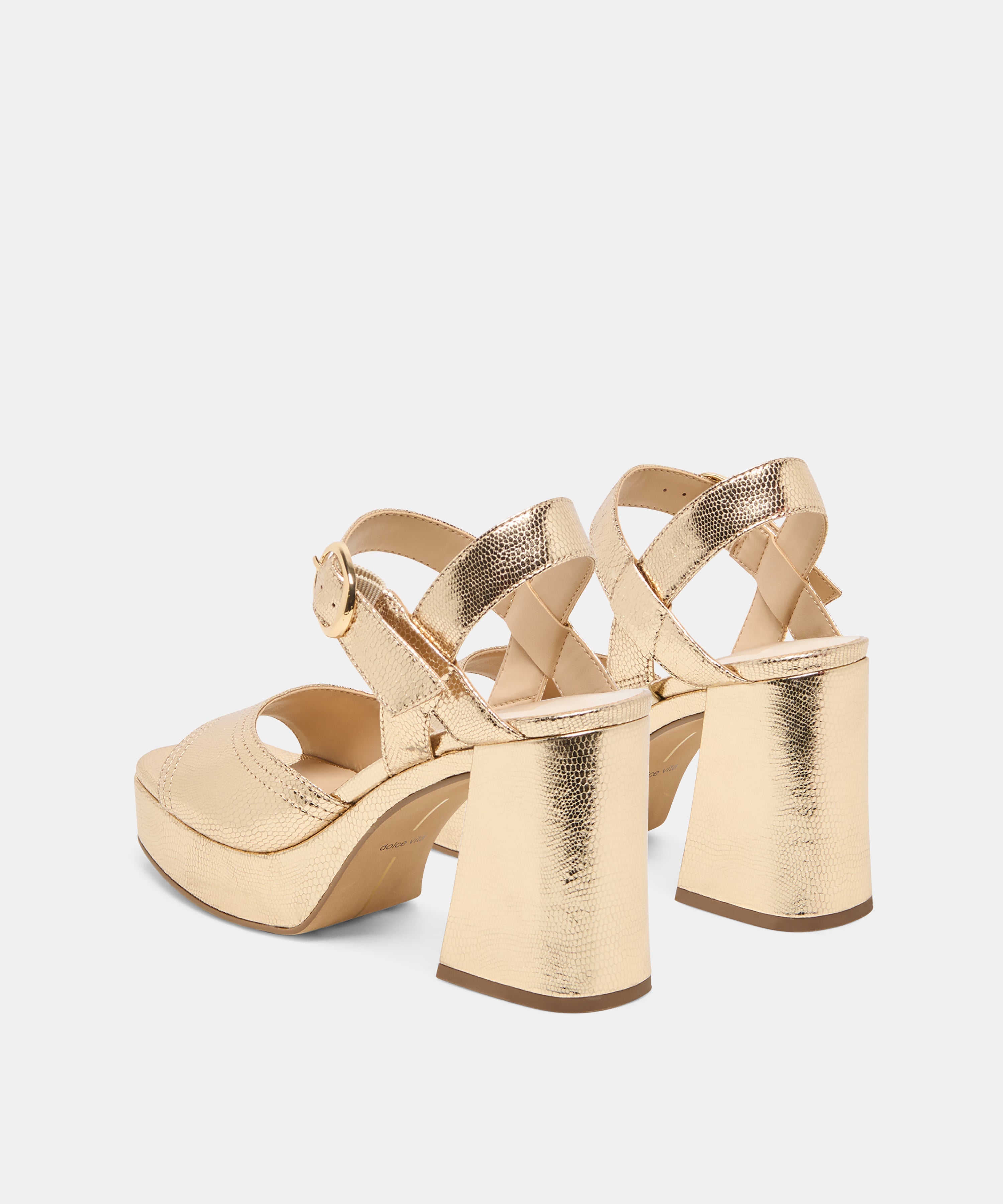 FATIMA HEELS GOLD EMBOSSED LEATHER