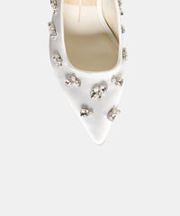 KAYNA RHINESTONE HEELS WHITE SATIN
