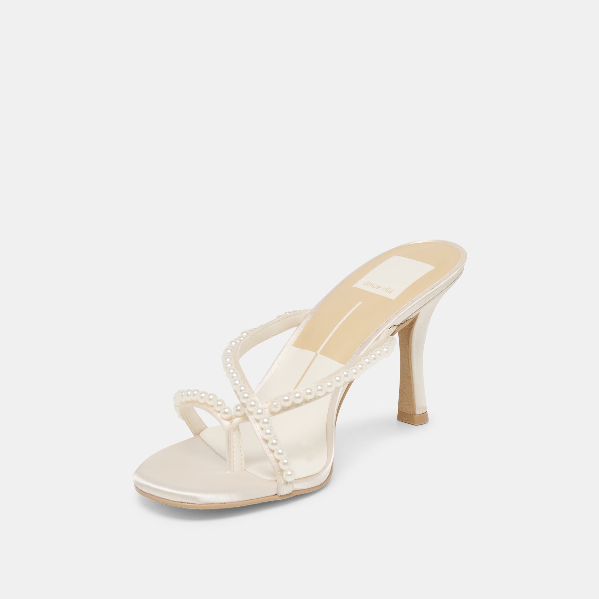 LIANO PEARL HEELS OFF WHITE SATIN