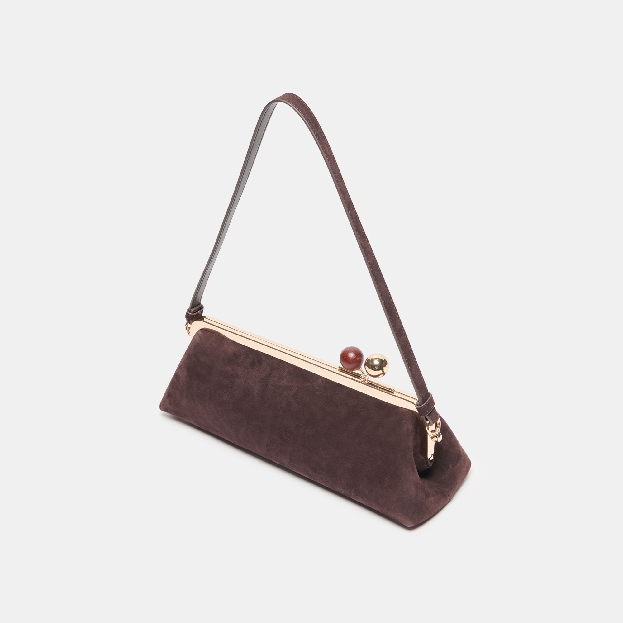 AMBRIAA SHOULDER BAG CHOCOLATE SUEDE