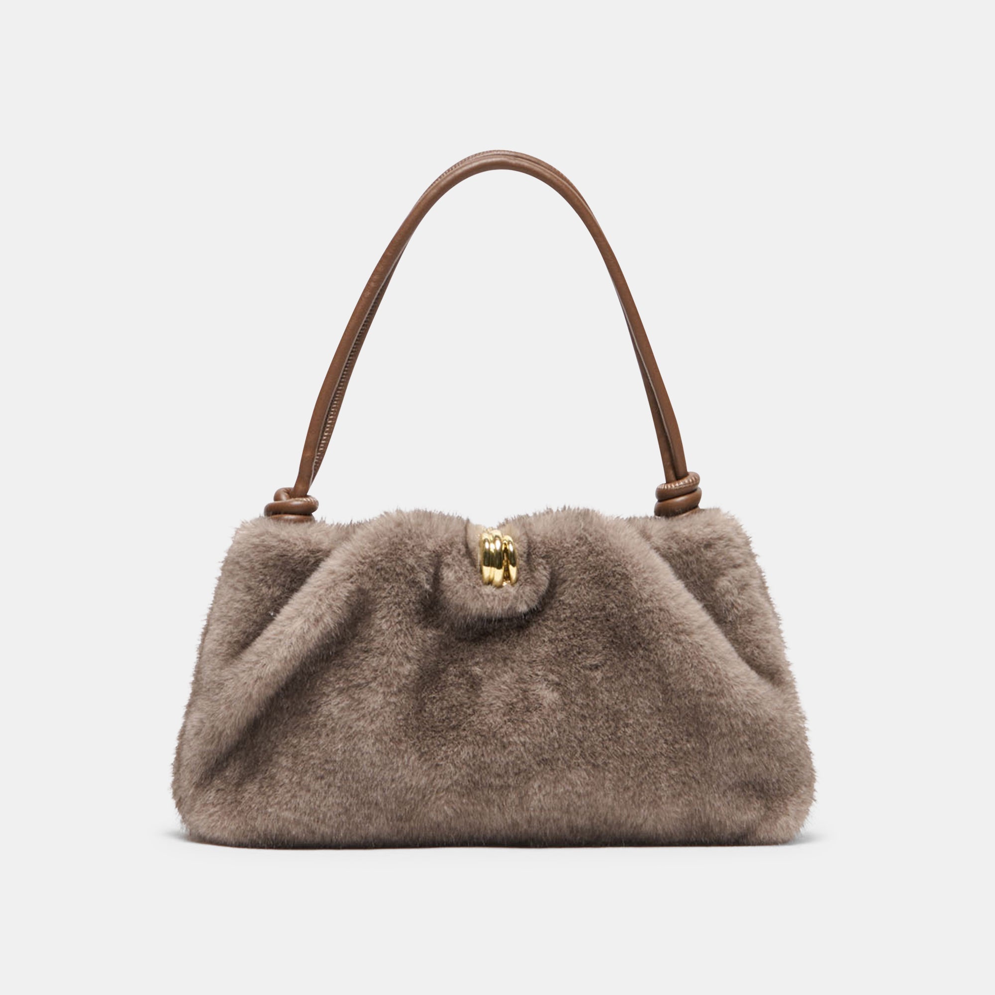 RAVEL SHOULDER BAG GREY FAUX FUR