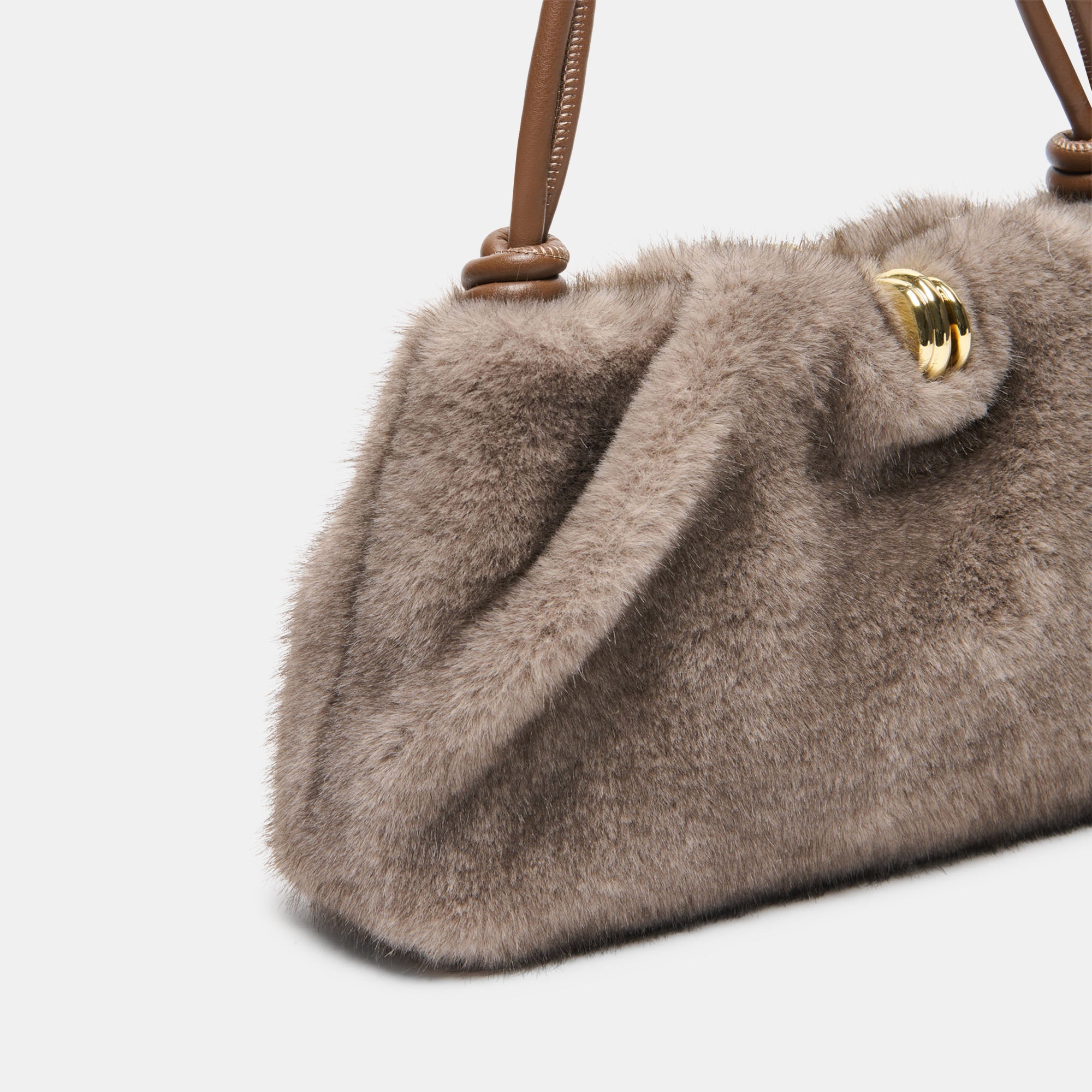 RAVEL SHOULDER BAG GREY FAUX FUR