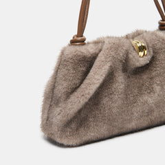 RAVEL SHOULDER BAG GREY FAUX FUR