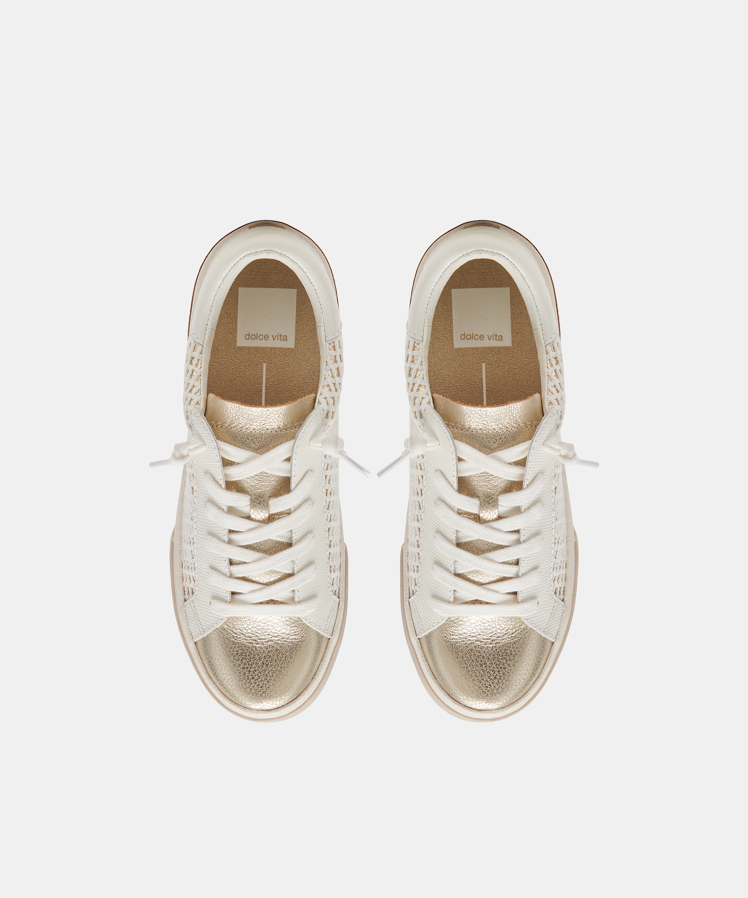 ZINA WIDE SNEAKERS BONE GOLD WOVEN