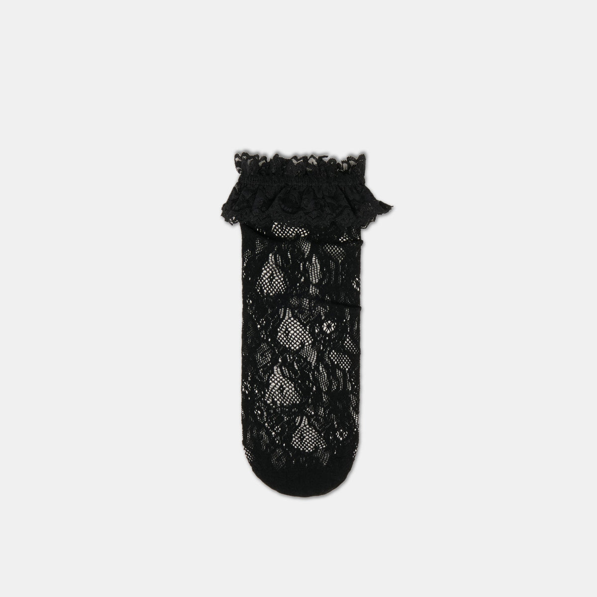 LACE RUFFLE CREW SOCKS BLACK