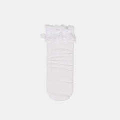 LACE RUFFLE CREW SOCKS WHITE