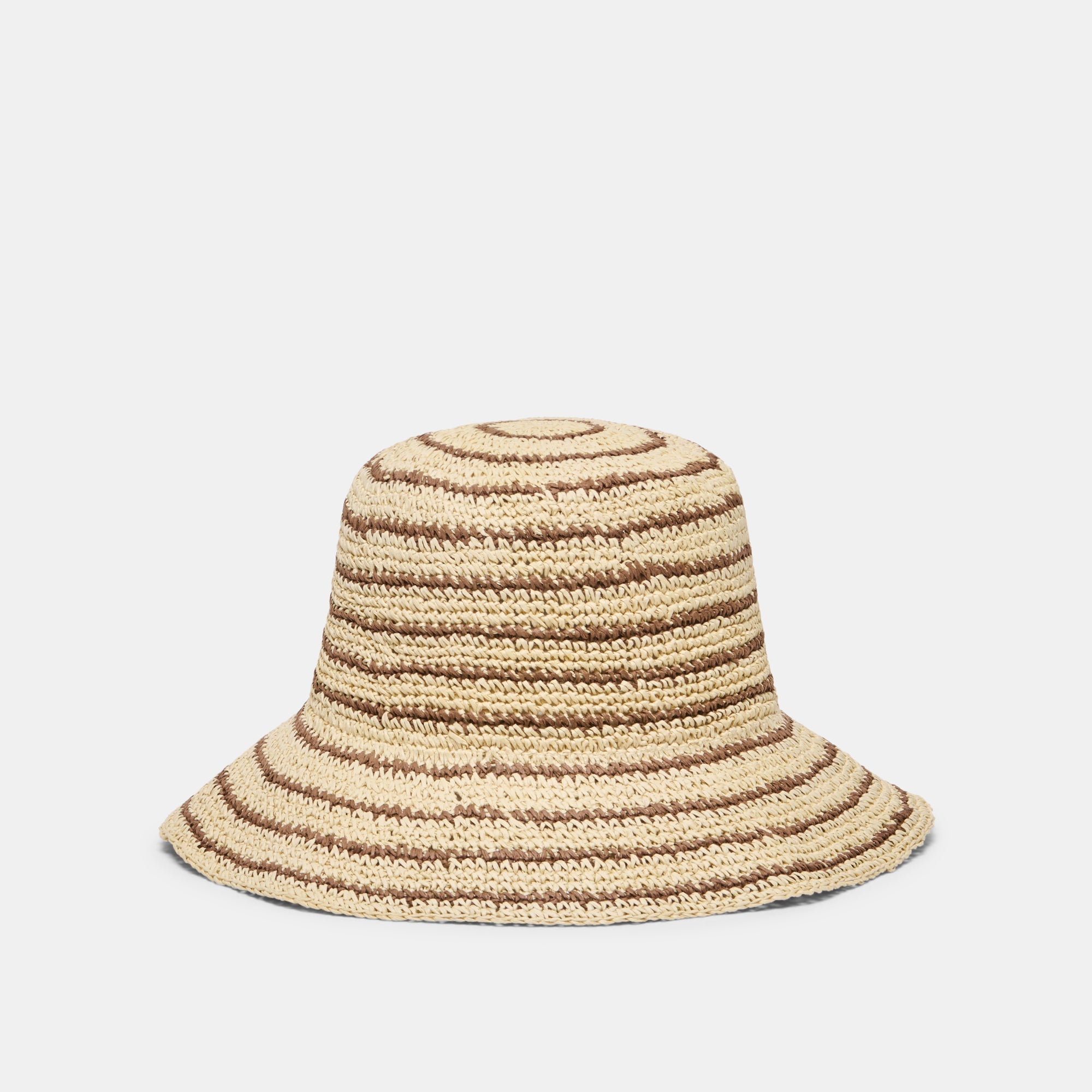 STRIPED STRAW CLOCHE BROWN NATURAL