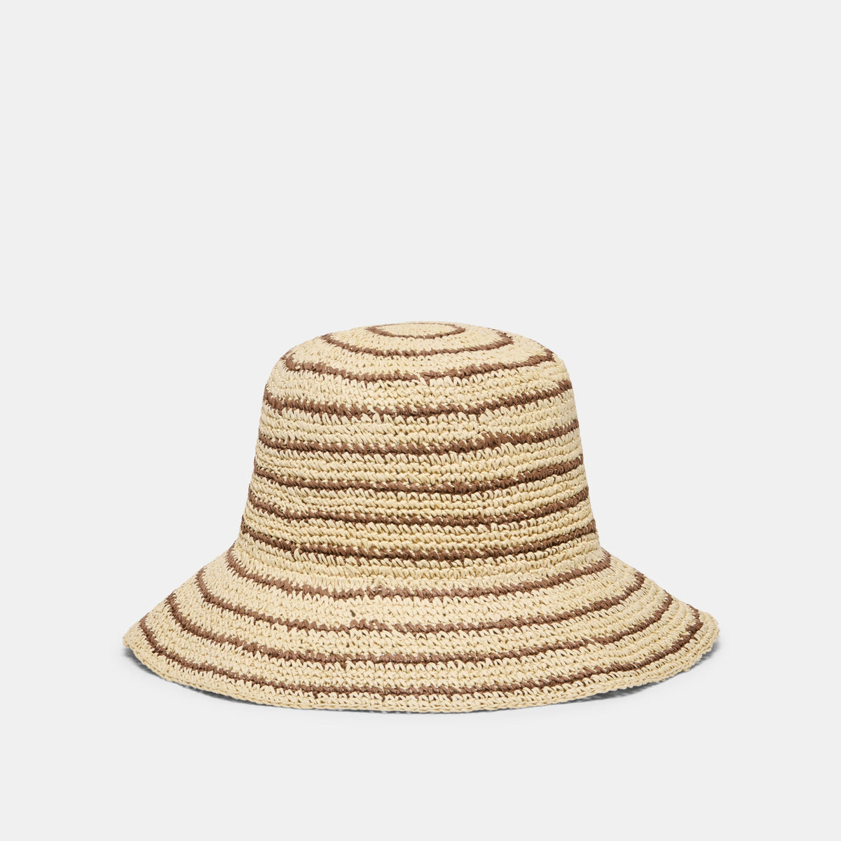 STRIPED STRAW CLOCHE BROWN NATURAL