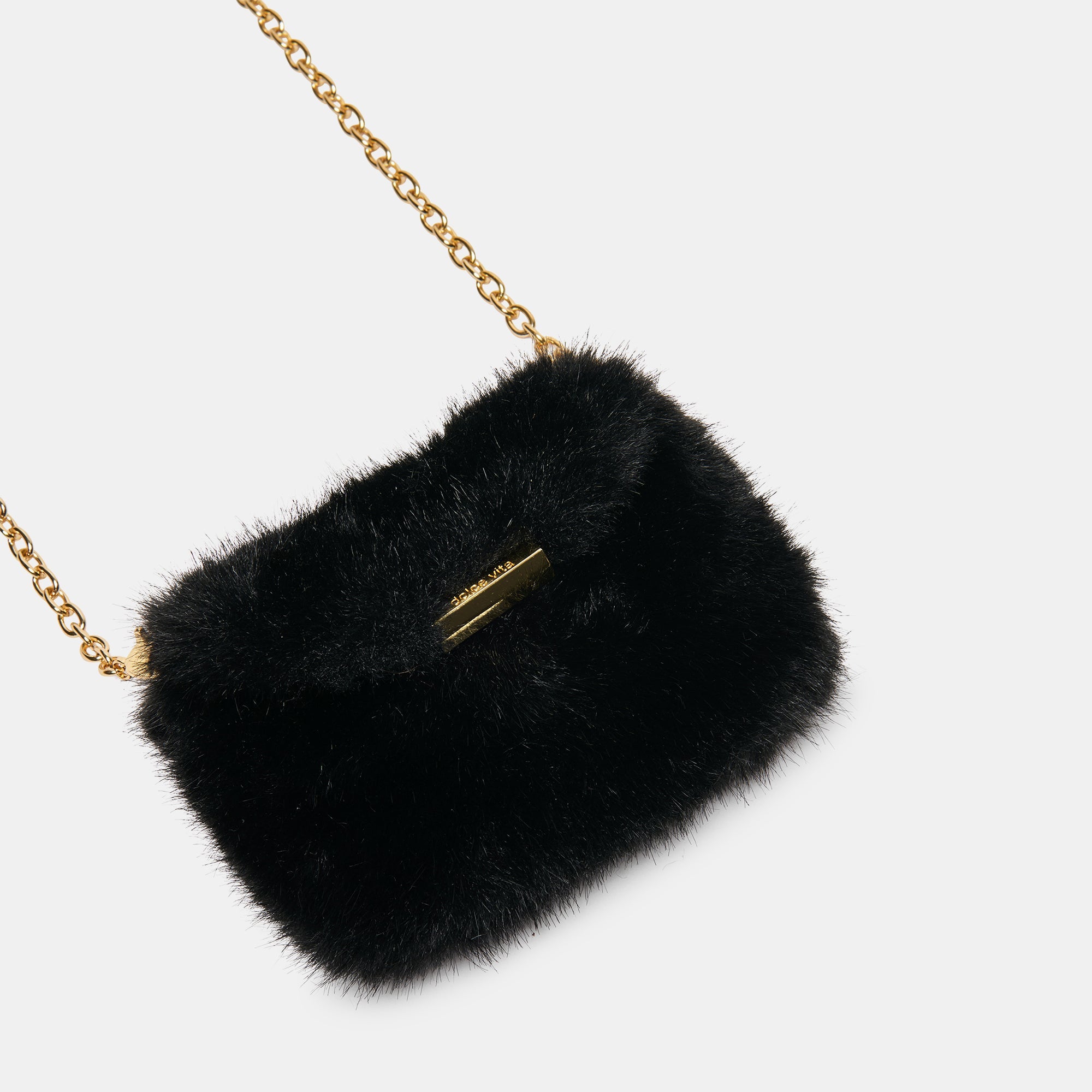 BRINDI CROSSBODY WALLET BLACK FAUX FUR