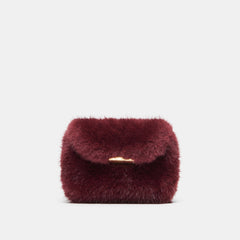 BRINDI CROSSBODY WALLET BURGUNDY FAUX FUR